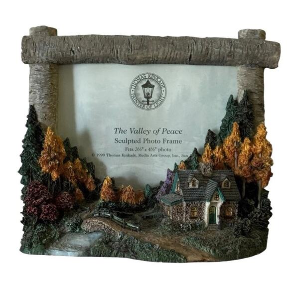 Thomas Kinkade Valley of Peace Sculpted Picture Photo Frame VTG 1999 Landscape - Picture 1 of 7